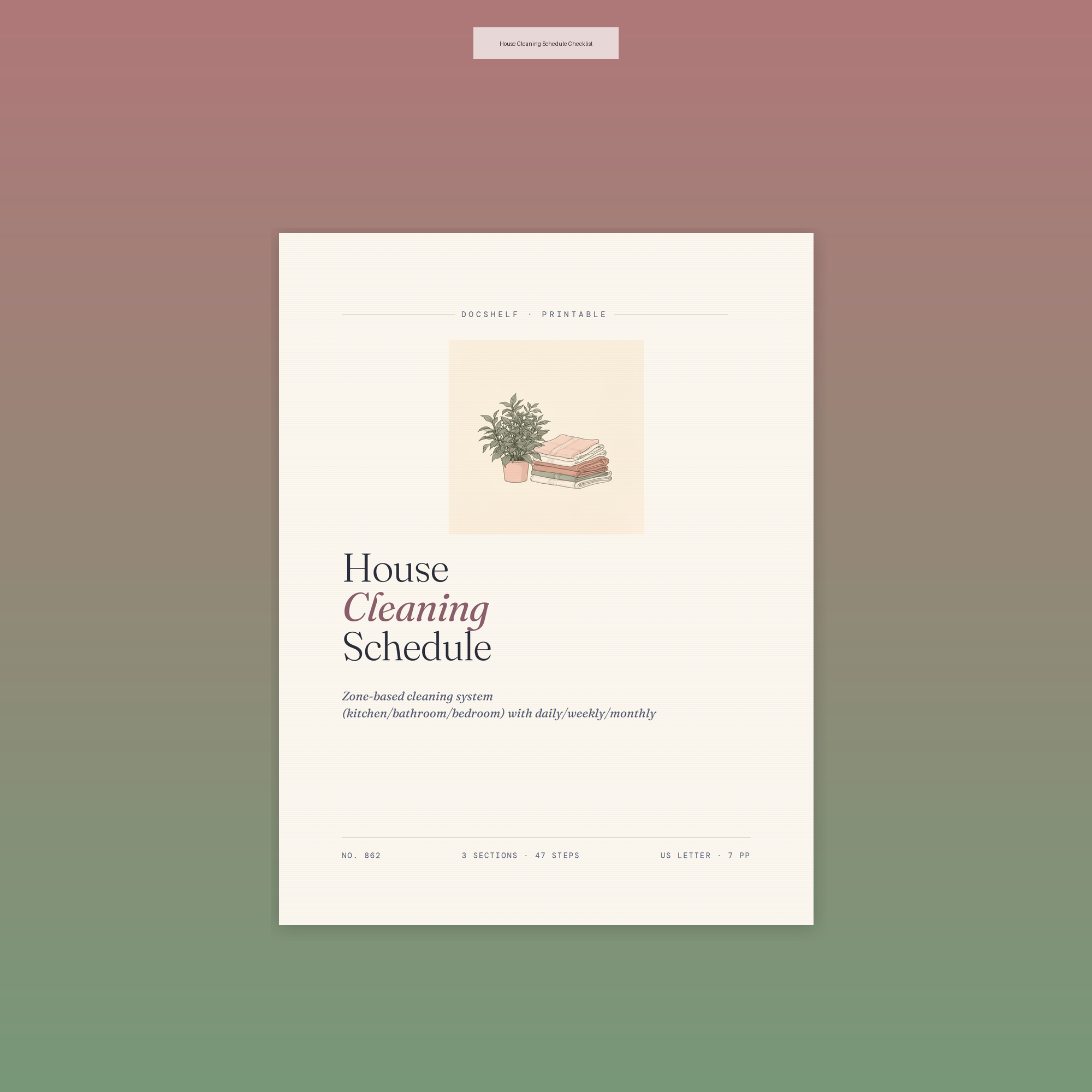 House Cleaning Schedule Checklist