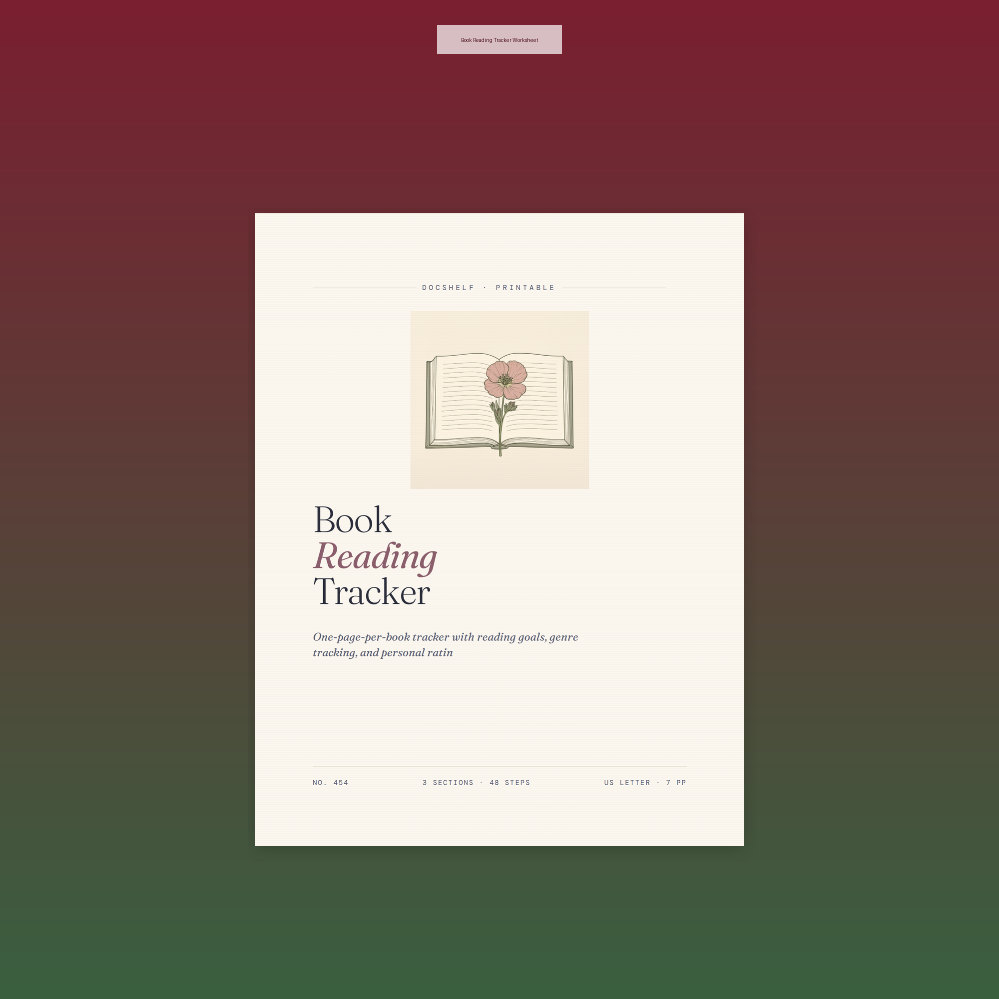 Book Reading Tracker Worksheet