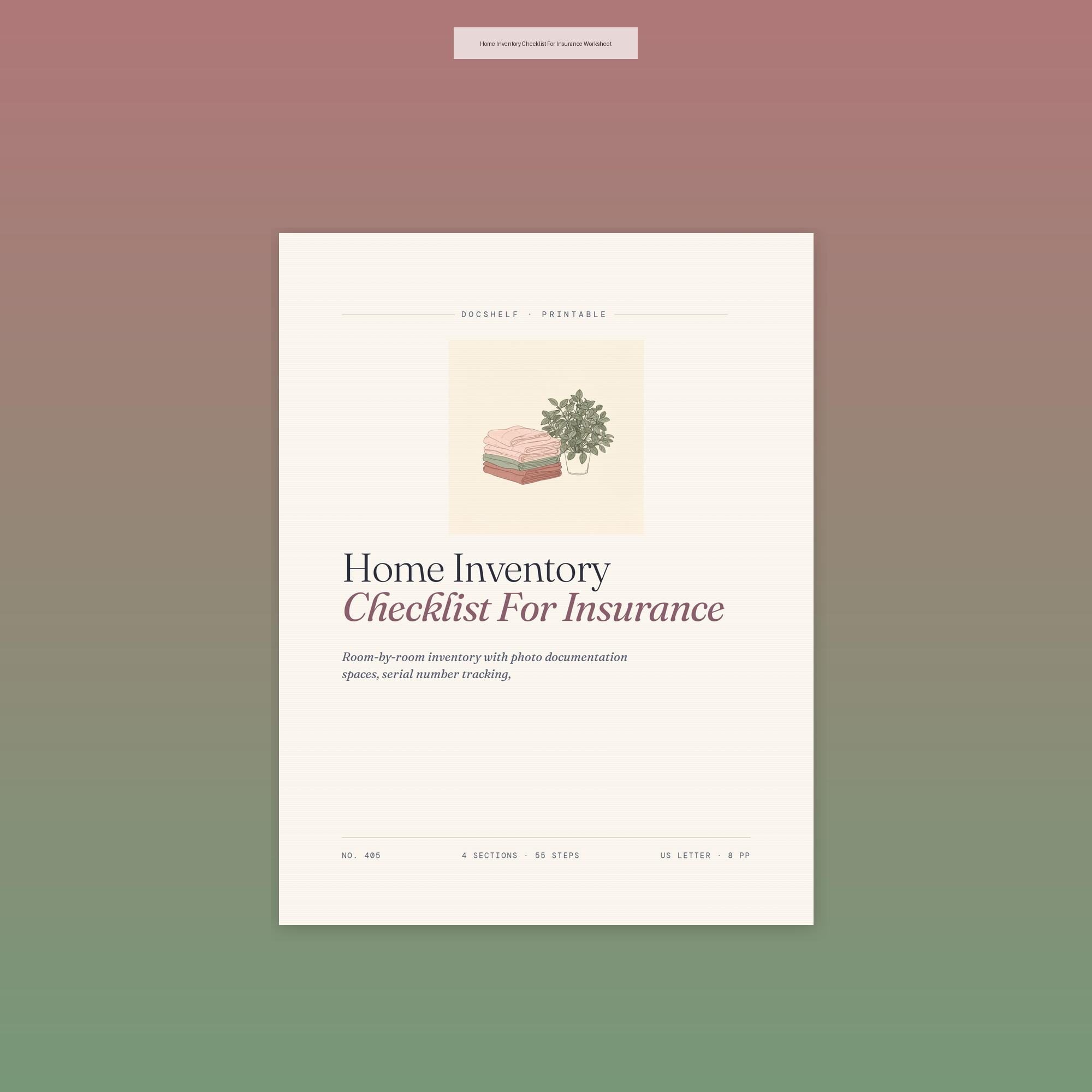 Home Inventory Checklist For Insurance Worksheet