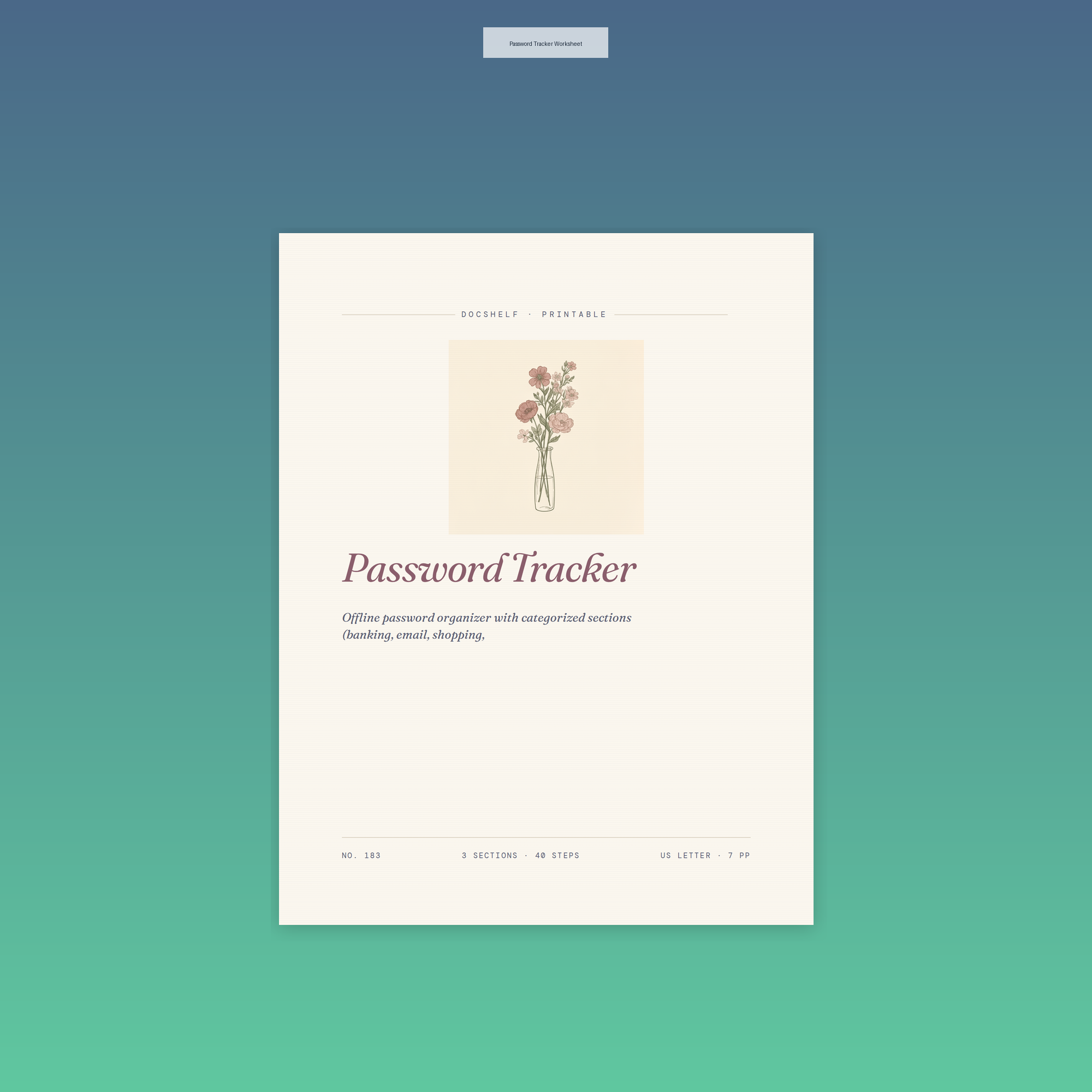 Password Tracker Worksheet