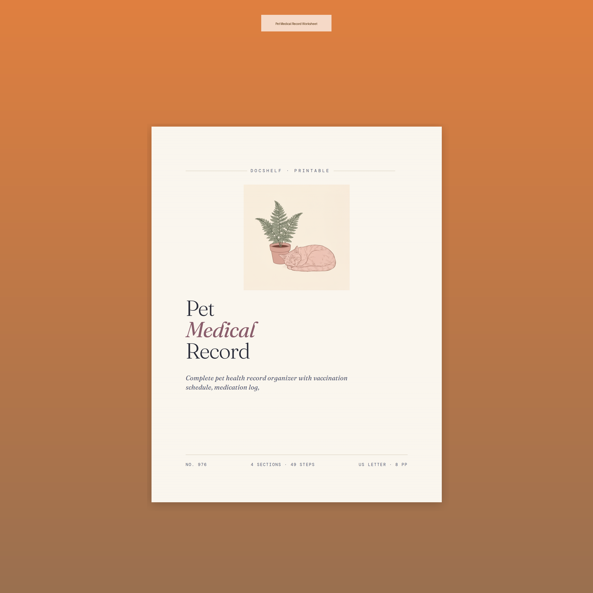 Pet Medical Record Worksheet