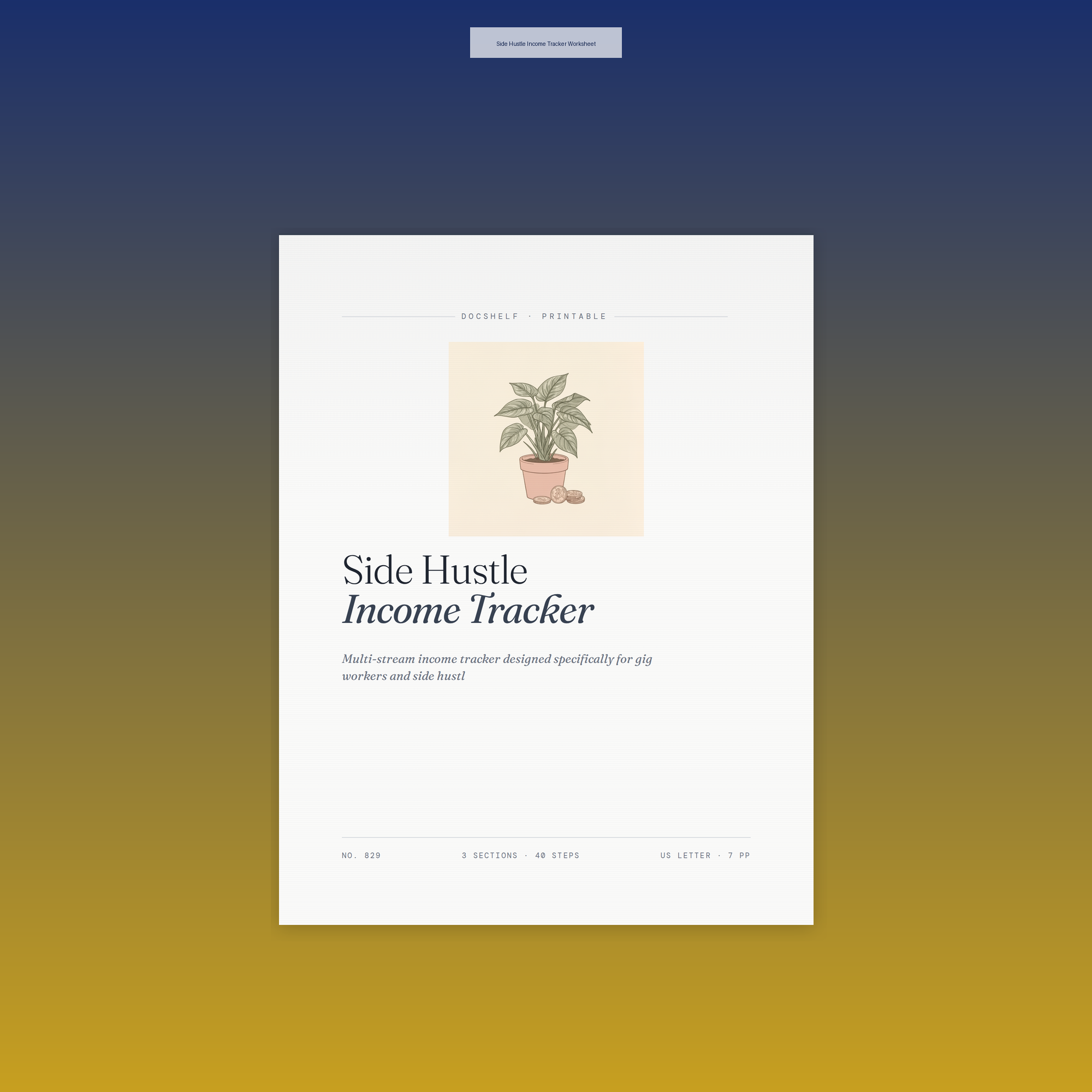 Side Hustle Income Tracker Worksheet