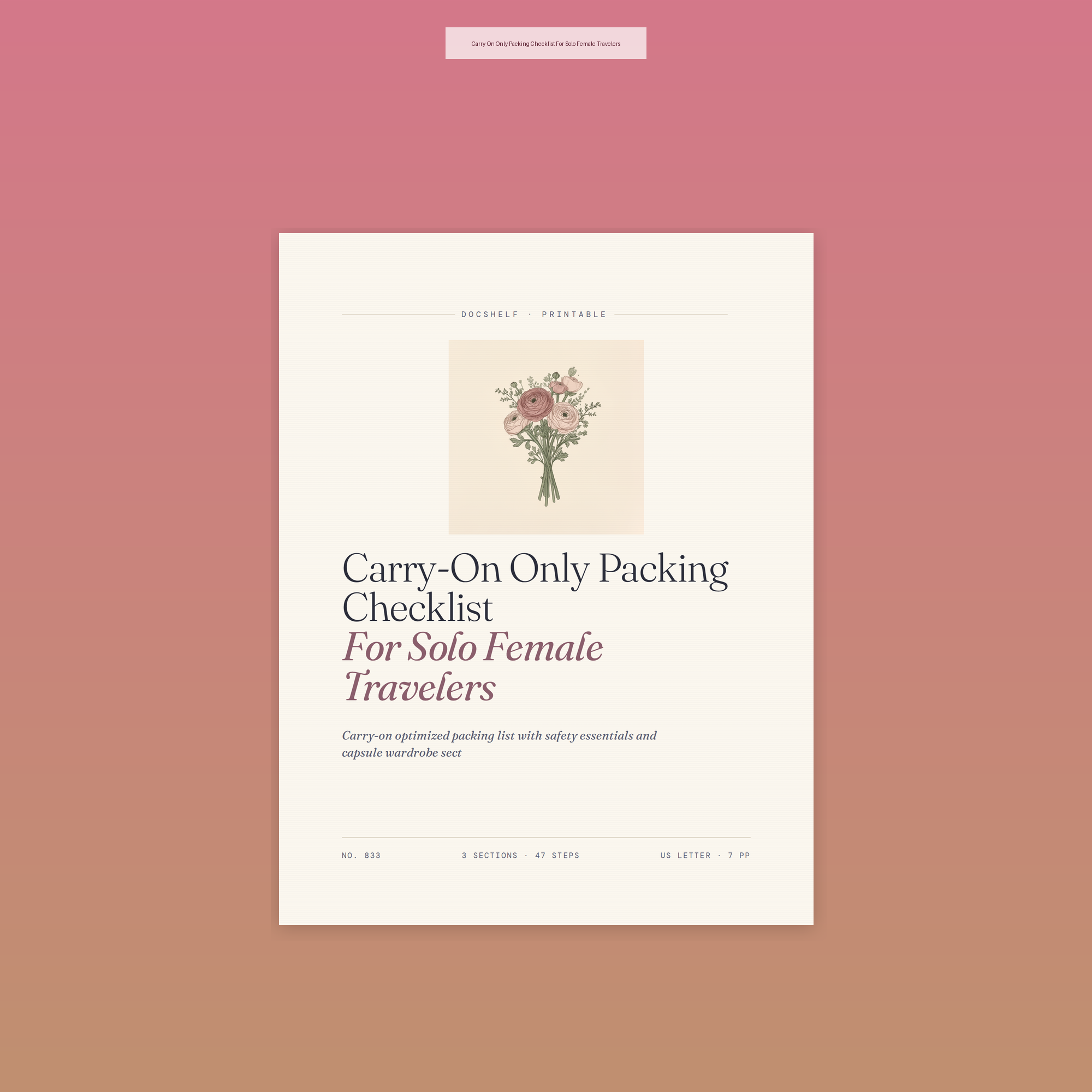 Carry-On Only Packing Checklist For Solo Female Travelers
