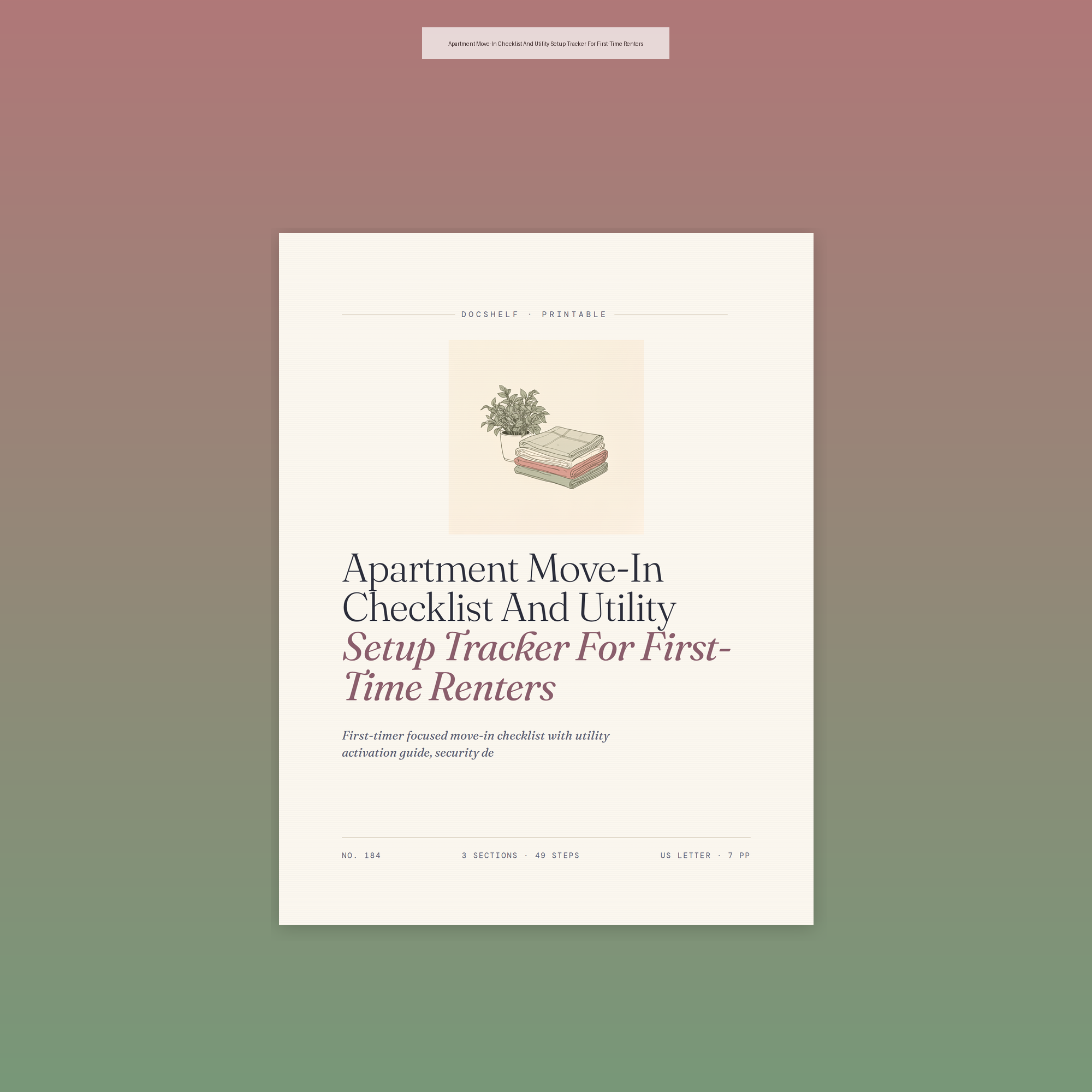 Apartment Move-In Checklist And Utility Setup Tracker For First-Time Renters