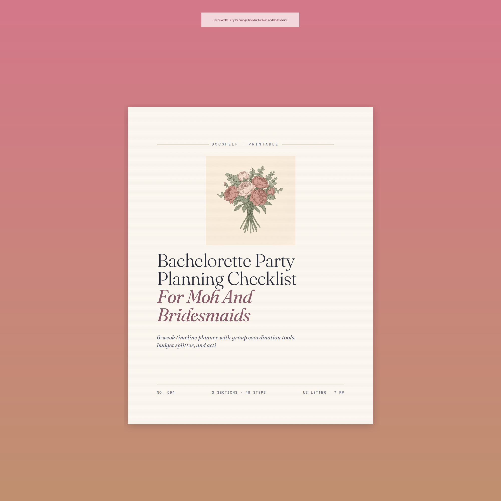 Bachelorette Party Planning Checklist For Moh And Bridesmaids