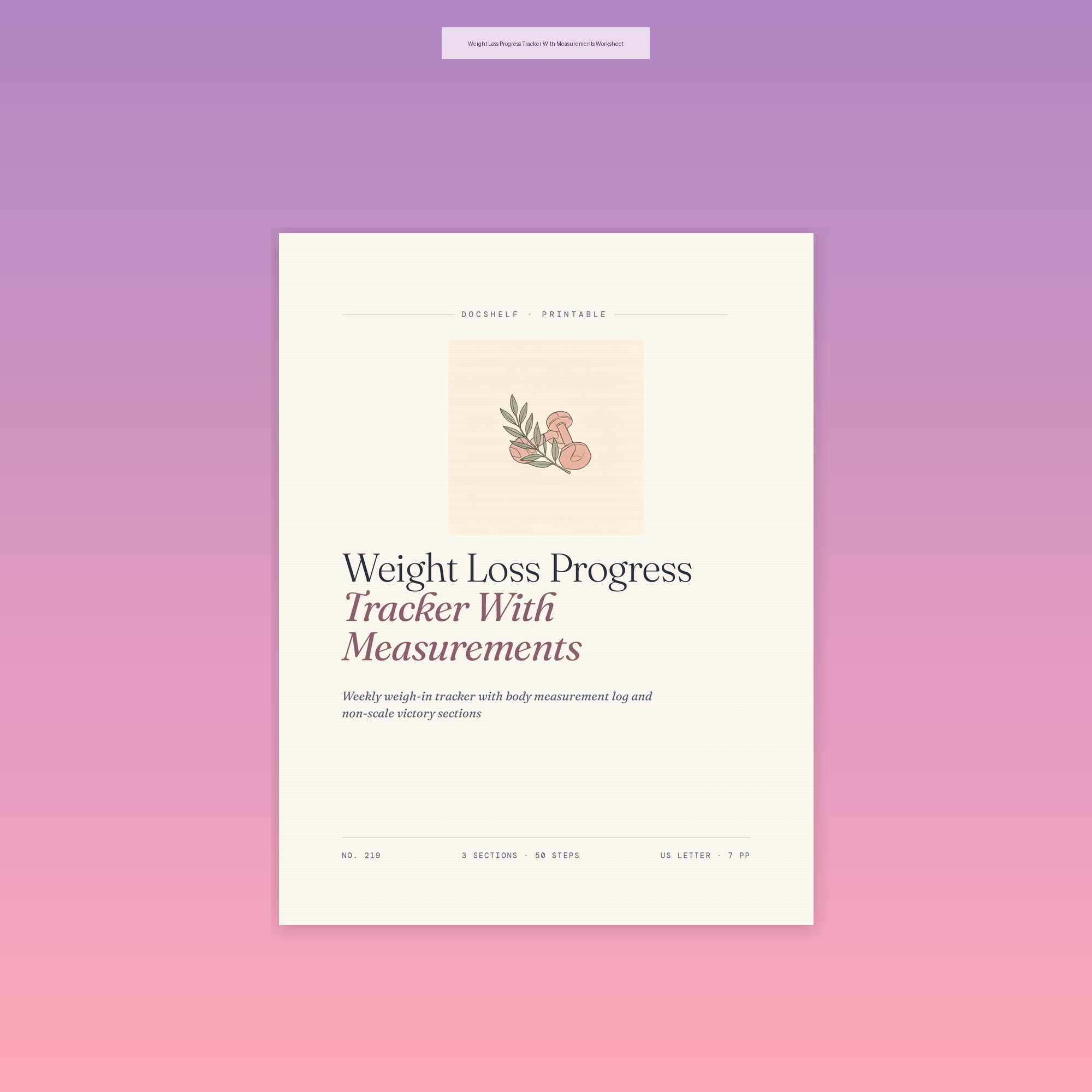 Weight Loss Progress Tracker With Measurements Worksheet