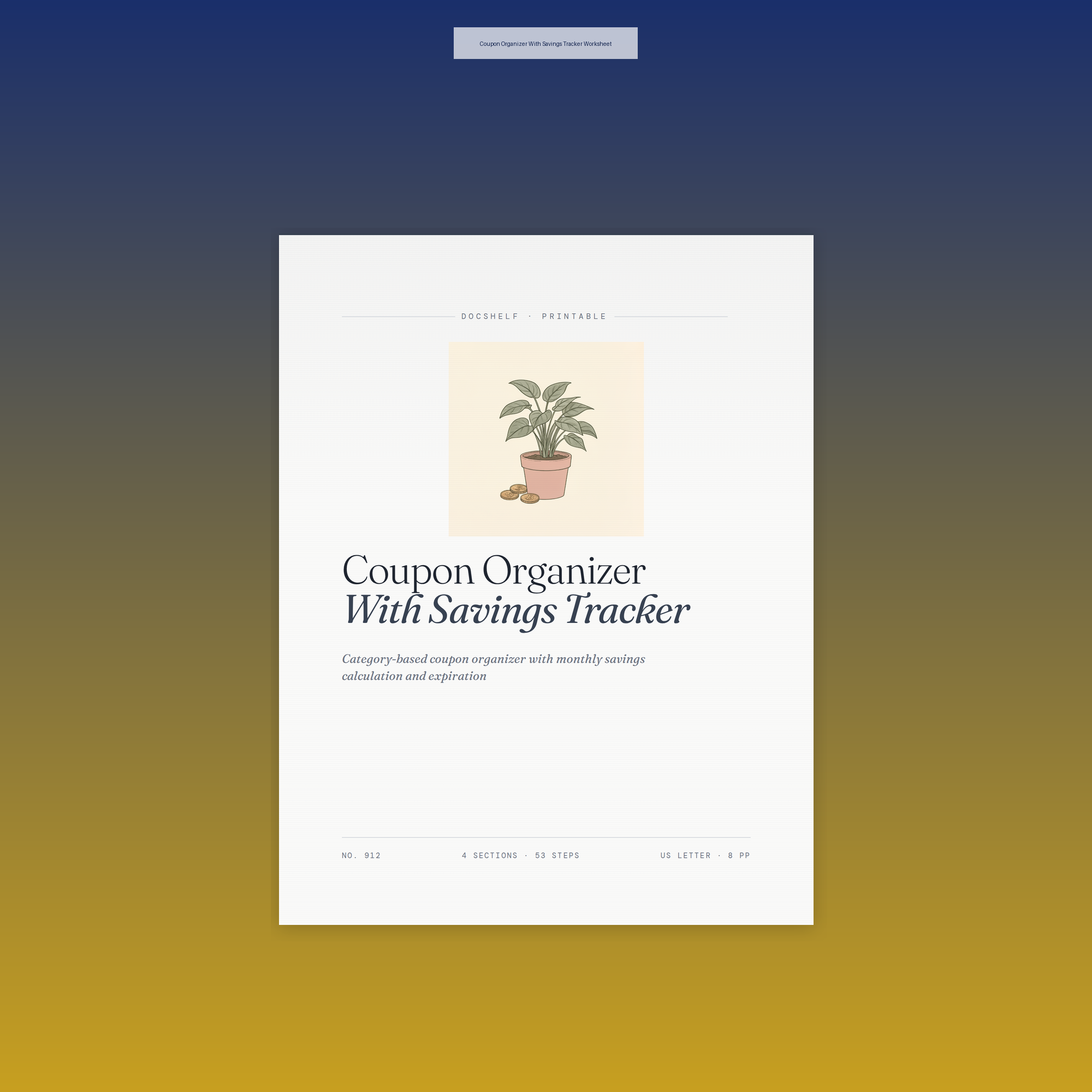 Coupon Organizer With Savings Tracker Worksheet