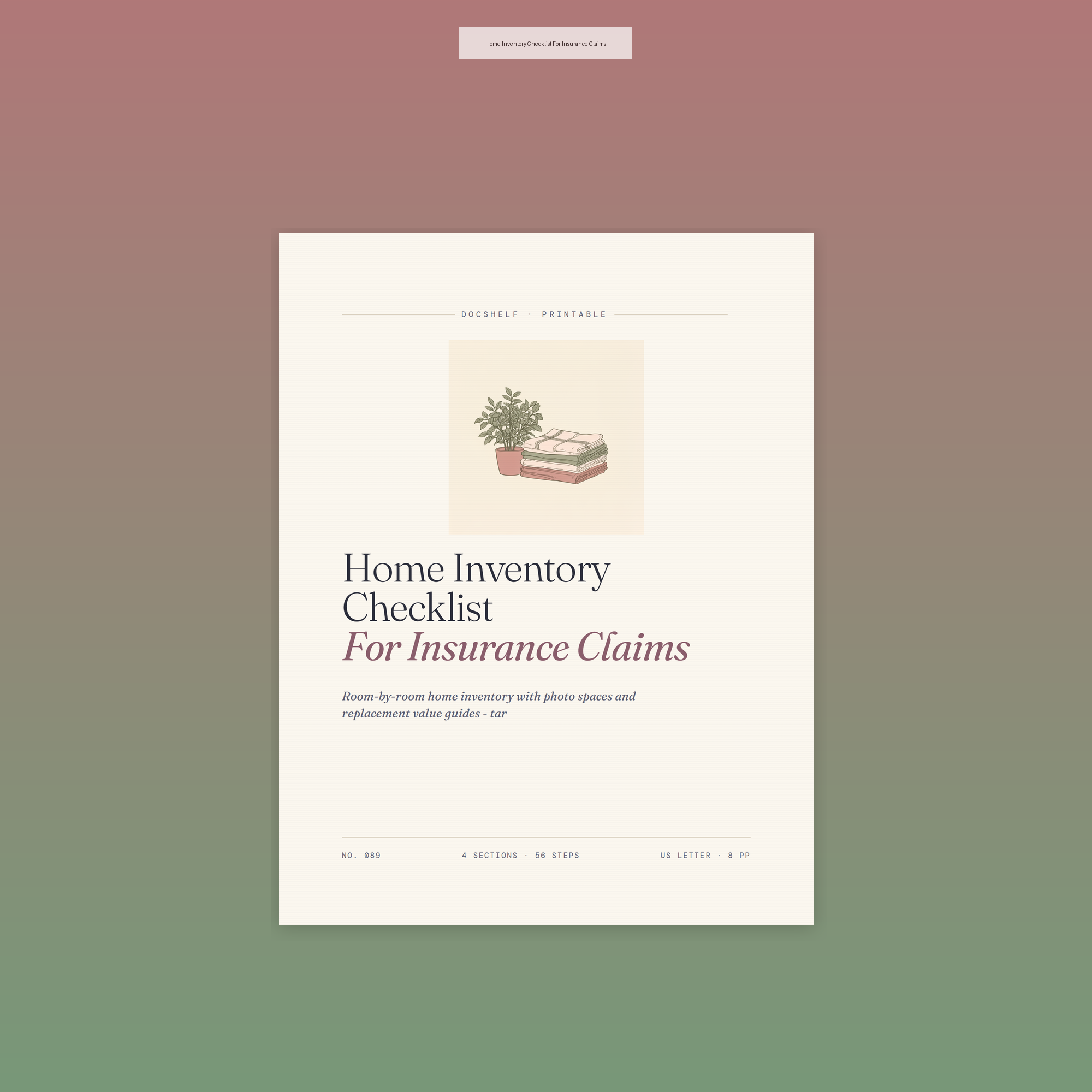 Home Inventory Checklist For Insurance Claims