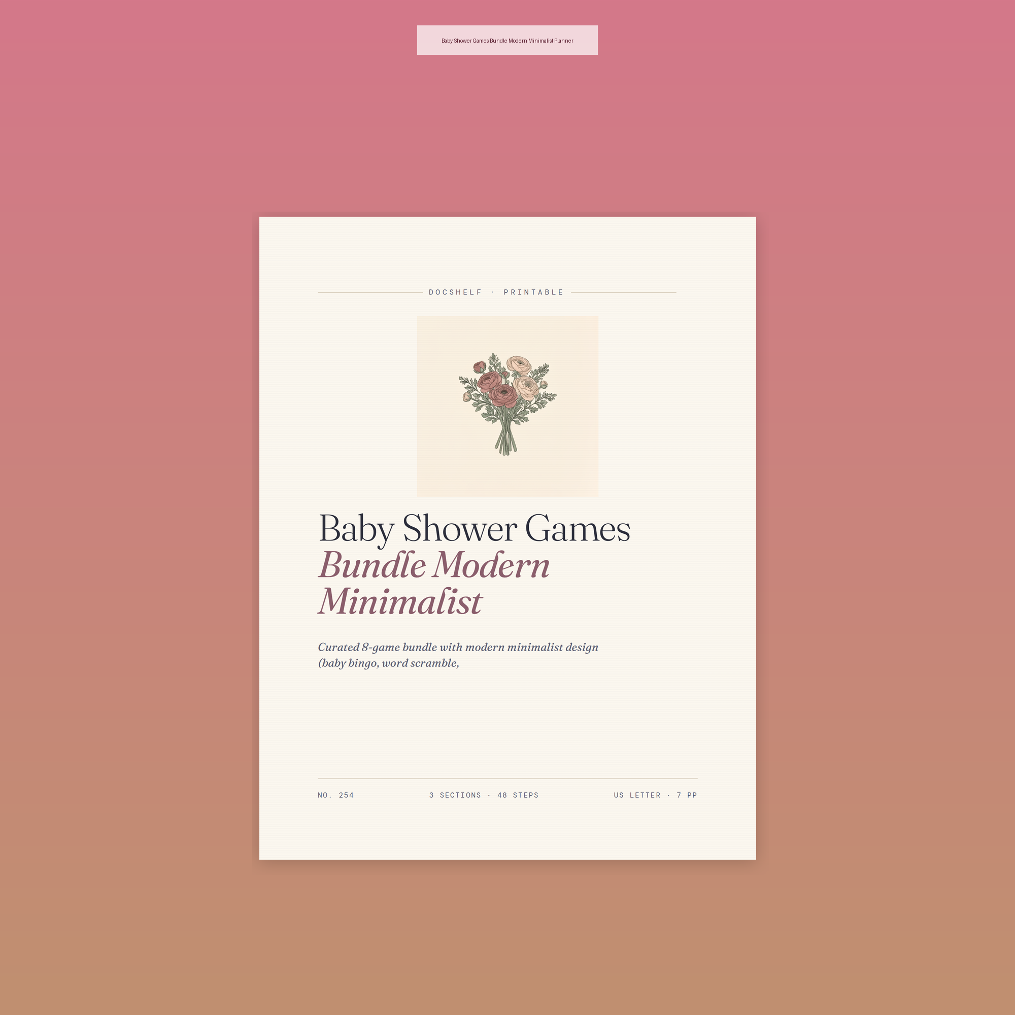 Baby Shower Games Bundle Modern Minimalist Planner