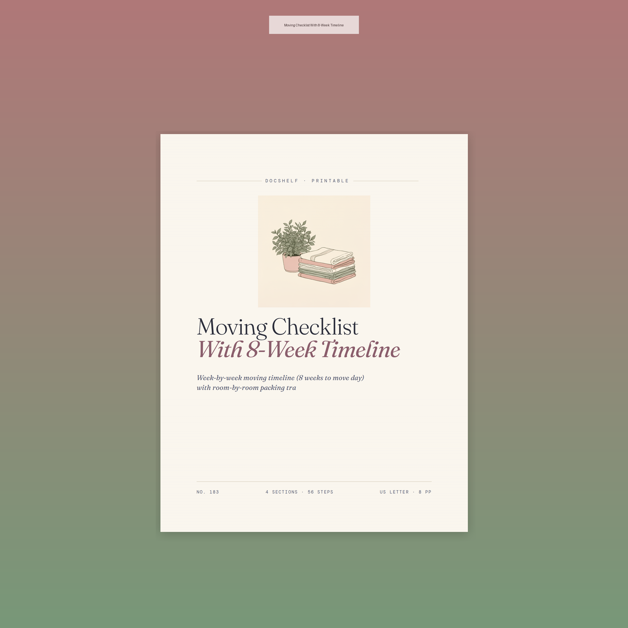 Moving Checklist With 8-Week Timeline