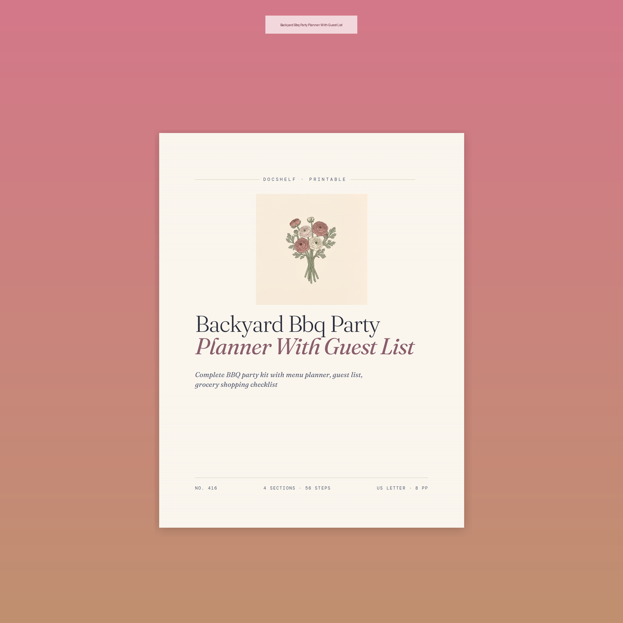 Backyard Bbq Party Planner With Guest List