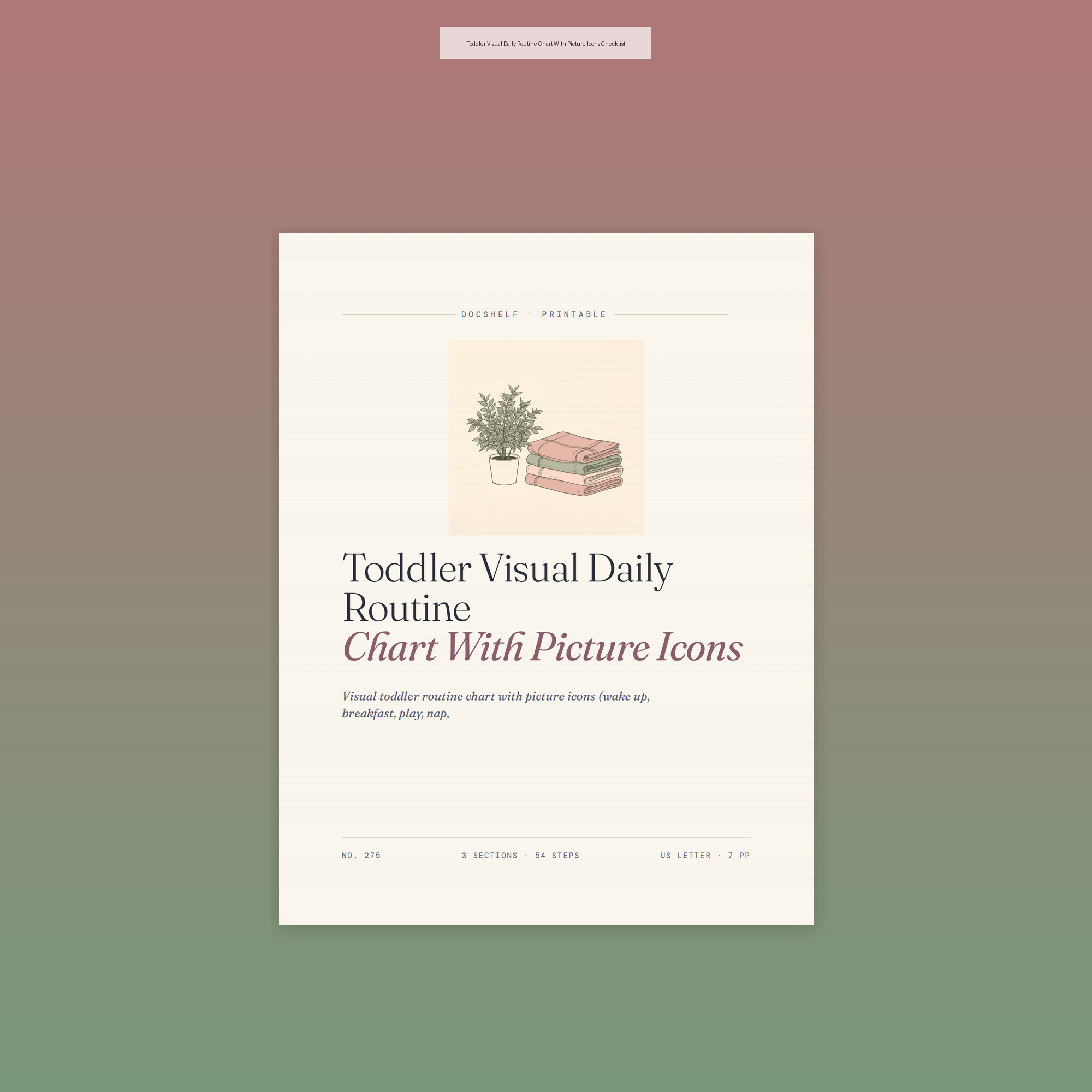 Toddler Visual Daily Routine Chart With Picture Icons Checklist