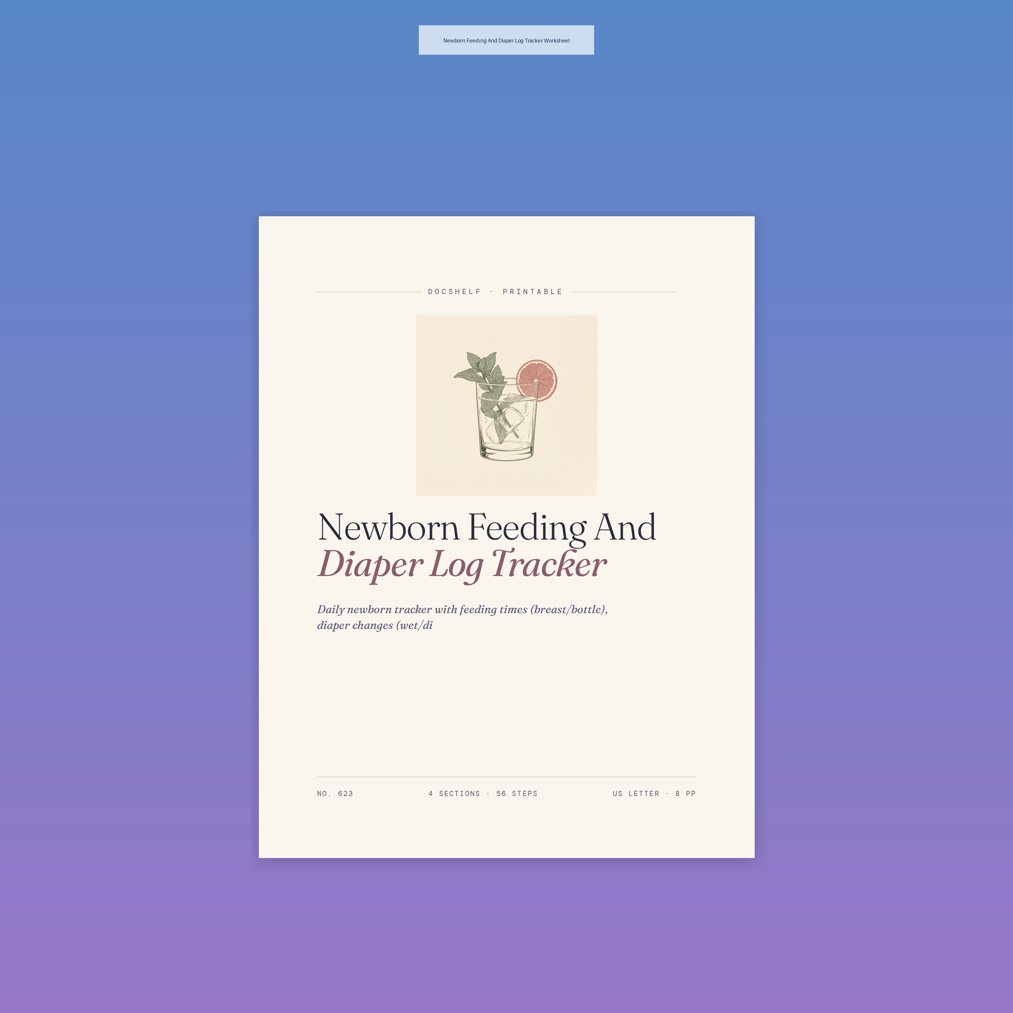 Newborn Feeding And Diaper Log Tracker Worksheet