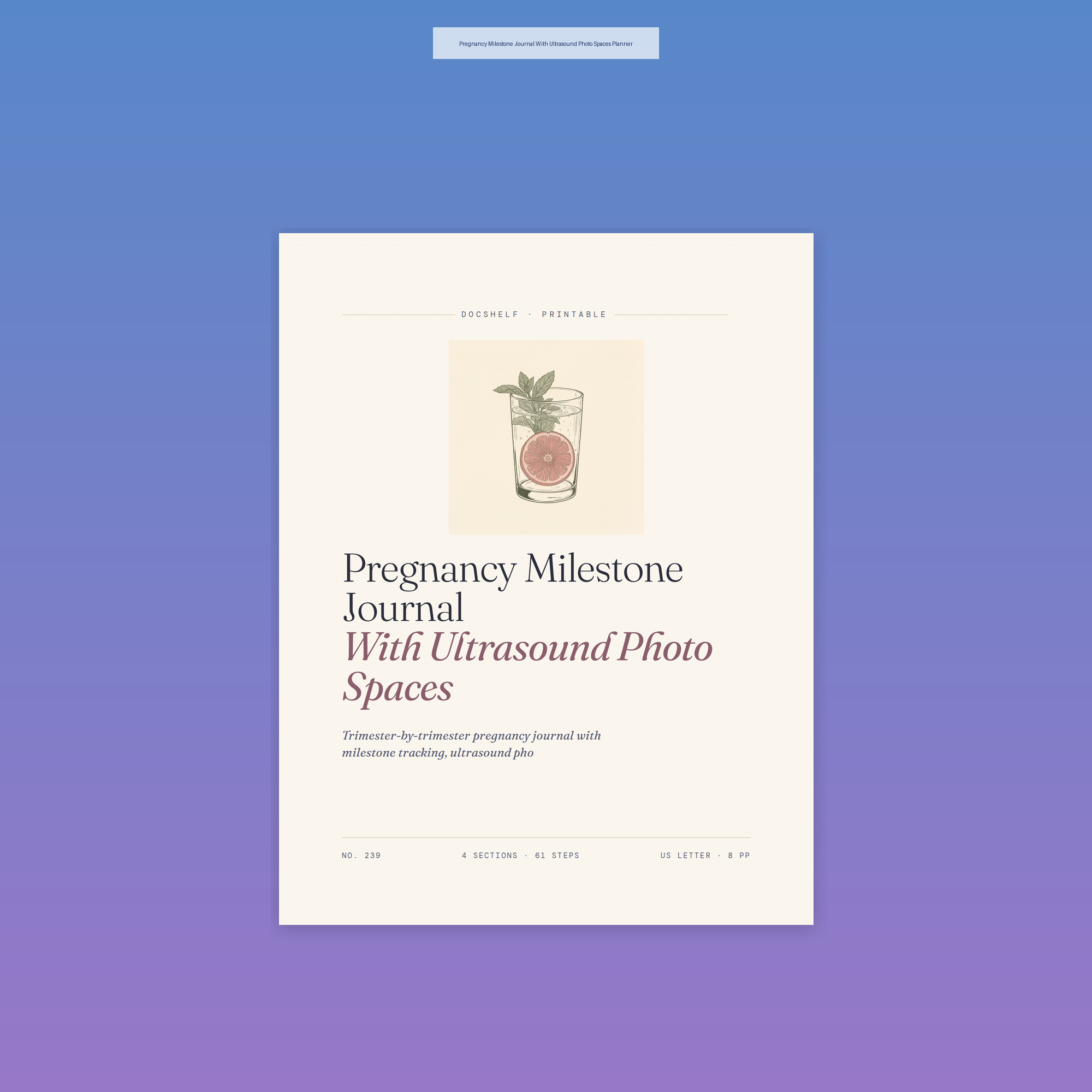 Pregnancy Milestone Journal With Ultrasound Photo Spaces Planner