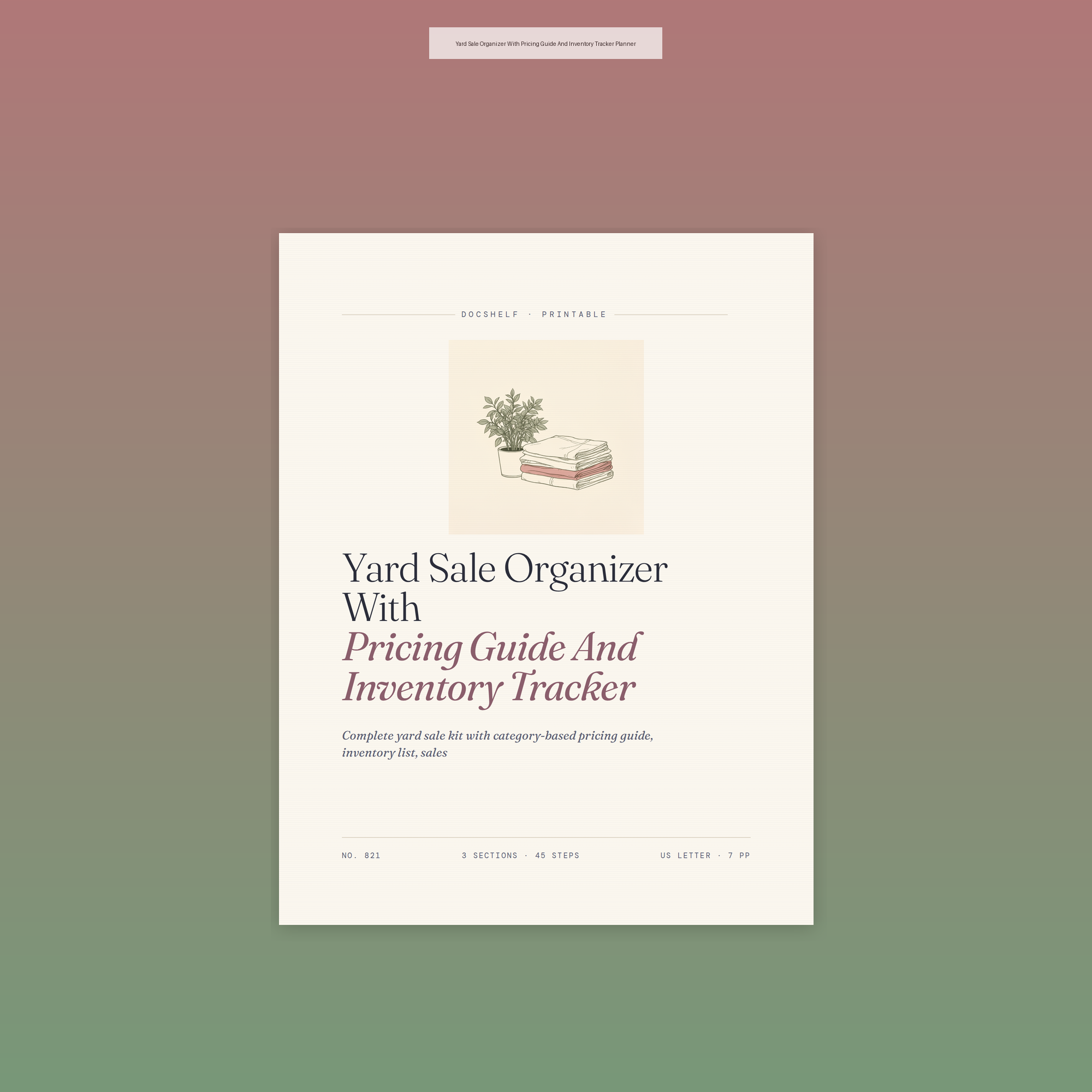 Yard Sale Organizer With Pricing Guide And Inventory Tracker Planner