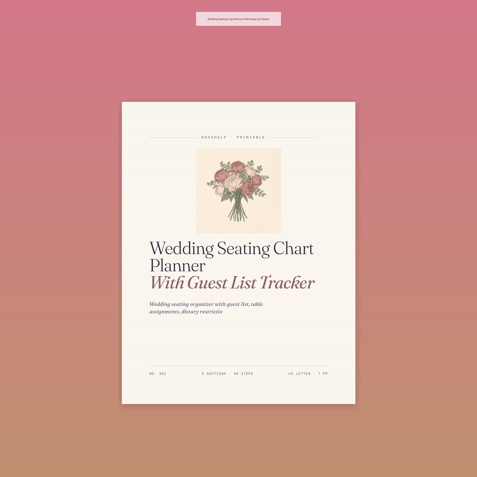 Wedding Seating Chart Planner With Guest List Tracker
